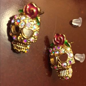 NEW Skull Multicolor Rhinestone earrings.bundle.